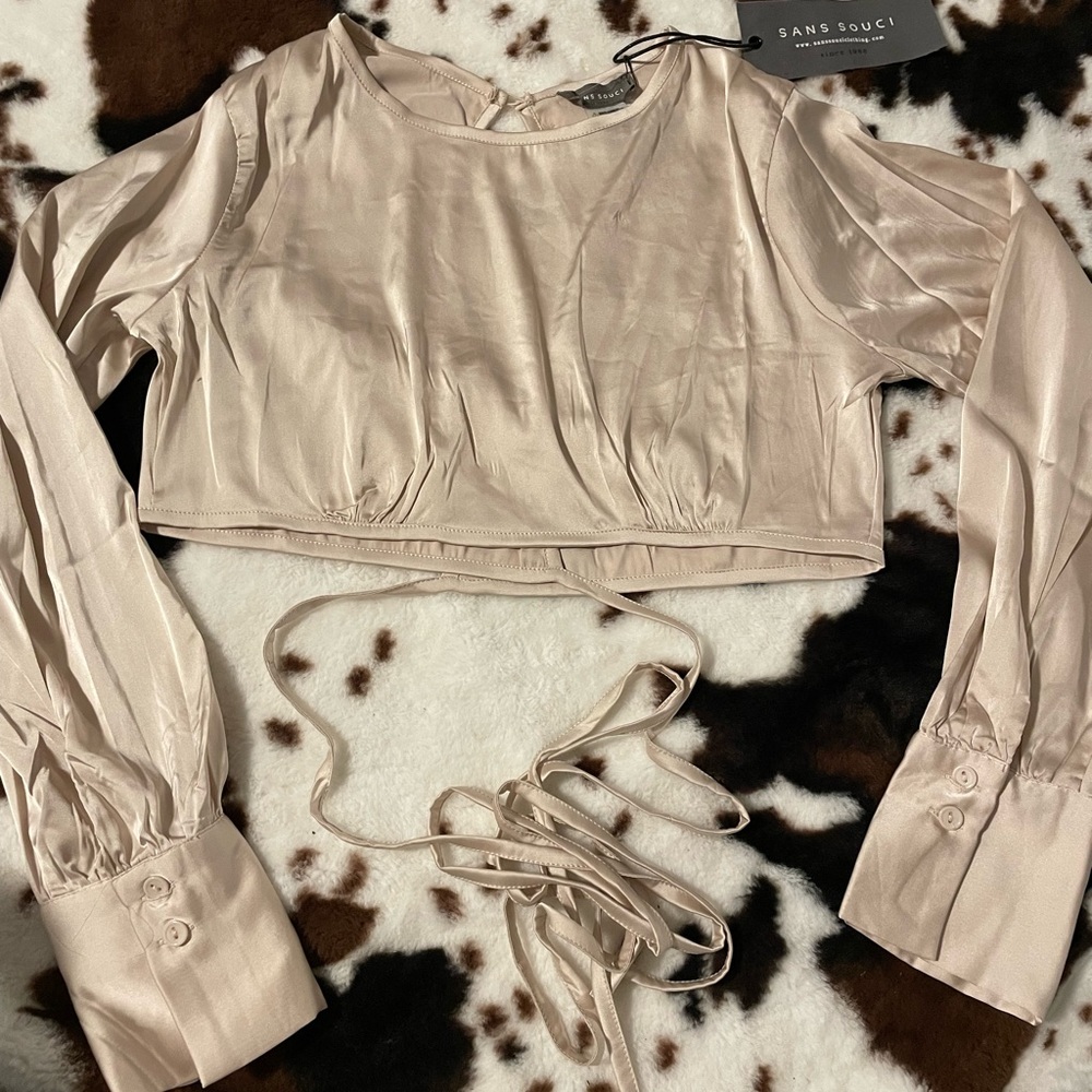 Silk crop top open back